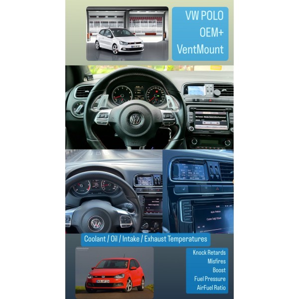 VW-Polo6-VentMount-PianoBlack ( 4.Jenerasyon )